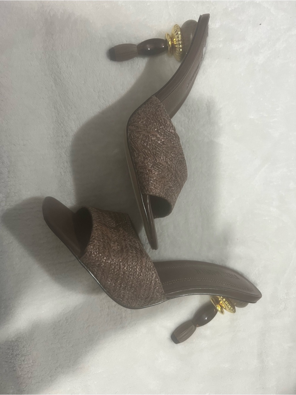 Steve Madden Brown Woven Slide Heels - Women's Open-Toe Mules